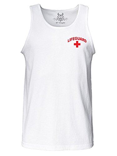 Gs-eagle Men's Lifeguard Cross Tank Top Large White