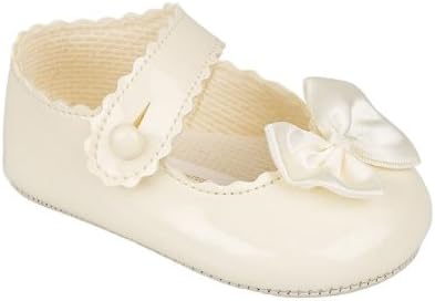 Ivory Patent Dress Shoe with Front Bow 6-9 Months (4.25")