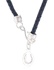 Catherine Canino Sterling Silver Blue Cord Equestrian Horseshoe Disk Necklace, 18"