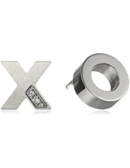 Womens Stainless Steel with Cubic Zirconia-Accent Hugs and Kisses Earrings