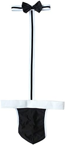 Sanheshun2014 Mens Borat Mankini Waiter Costume Swimsuit Thong Underwear (Black)