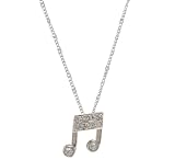Silver Music Double 16th Note Necklace with Crystal accents