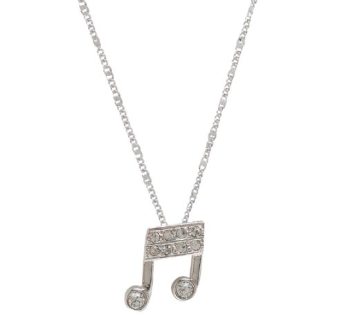 Click here to buy Silver Music Double 16th Note Necklace with Crystal accents.