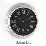Silver Ribbed Case Wall Clock 14 / Roman Dial/ New
