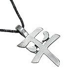 CHINESE PEACE SYMBOL Silver Tone PEWTER Pendant Necklace