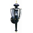Designers Edge L-2553BK 16-Inch Dual Eye Motion-Activated Outdoor One-Light Upward Wall Sconce, Black Metal with Beveled Glass