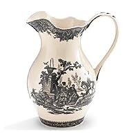 French Black Toile Porcelain Water/Tea Pitcher Featured in Country Living Magazine