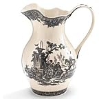 French Black Toile Porcelain Water/Tea Pitcher For Kitchen Decor And Fine Dining
