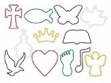 Pk of 12 Faith Bands Shaped Rubber Bands: FAITH SYMBOLS