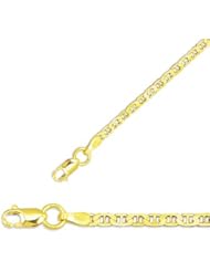 10" 14K Yellow Gold 1.7mm (0.07") Polished Diamond Cut Marina Link Chain w/ Lobster Clasp