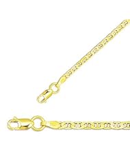 16" 14K Yellow Gold 1.7mm (0.07") Polished Diamond Cut Marina Link Chain w/ Lobster Clasp