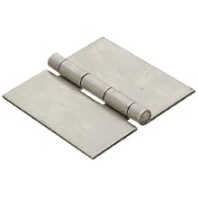 Stainless Steel 316 Surface Mount Butt Hinge without Hole, 2B Mill Finish, 0.090" Leaf Thickness, 3" Open Width, 11/64" Pin Diameter, 3" Long, Non-Removable Pin (Pack of 1)