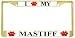 I Love My Mastiff Paw Prints Dog Gold Metal License Plate Frame Holder