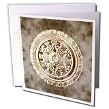 Jaclinart Bows Scrolls Shells Floral Damask - Antique gold ornate vintage architectural element on chocolate dreams damask background - Greeting Cards-12 Greeting Cards with envelopes