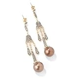 14K Gold Cultured Chocolate South Sea Pearl & Diamond Dangle Earrings