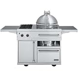 Viking Ceramic Outdoor Cooker - C4 Charcoal Kamado Grill On 41-inch Cart With Propane Double Side Burner