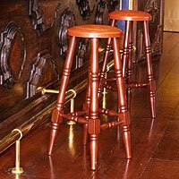 Mahogany and leather bar stool Contemporary