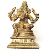 ShalinCraft Collectible-Figurines Hindu Religious Statue Bronze Sculpture Lord Ganesha 3 inches x 2 inches Weight 0.30 Kg (mstg002)