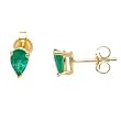 14K Yellow Gold Emerald Earrings