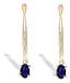 14K Yellow Gold Oval Created Sapphire and Diamond Dangle Drop Earrings