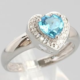 14K White Gold Sky Blue Topaz and Diamond Ring - OldCities Estate Jewelry by