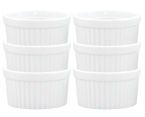 HIC Porcelain 10-Ounce Souffle Dish, Set of 6