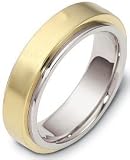 14 Karat 6mm Two-Tone Gold Designer SPINNING Wedding Band Ring