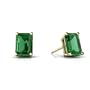 14K Yellow Gold Emerald-cut Created Emerald Stud Earrings