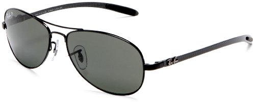 Ray-Ban RB8301 Tech Sunglasses 56 mm, Non-Polarized, Black and Carbon Fiber/Green