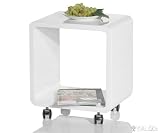 Lounge Club Cube 45x52 cm Weiss Hochglanz lackiert mit Rollen