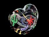 Chilies & Kokopelli Design - Hand Painted - Heart Shaped Box - 2 pieces - 4.5 inch diameter