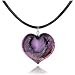  : AKUAMARINA SILVER LEAF MURANO GLASS HEART PENDANT NECKLACE AMETHYST
