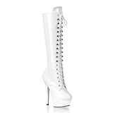 PleaserUSA Plateau-Kniestiefel Kiss-2020 Lack weiß Gr. 42,5