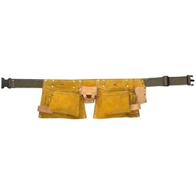 McGuire Nicholas 490X 12 Pocket Carpenter Apron in Tan Suede Leather