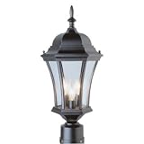 Clear Glass 3 Light Post Mount Lantern - Black