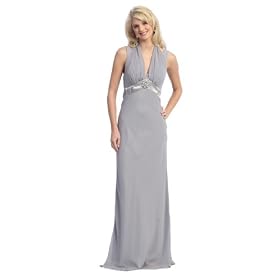 Elegant Halter Bridesmaid Formal Prom Gown Dress