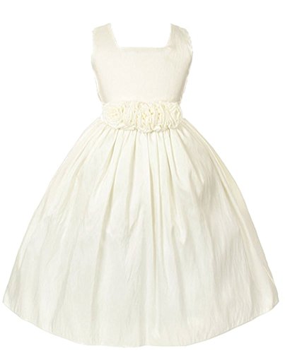Sweet Kids Baby Girls' Sleeveless Rolled Flower Waistband Flower Girl Dress