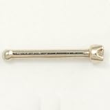 14K White Gold Nose Bone 1.25mm Prong-set: 18g 1/4, Cubic Zirconia Gem