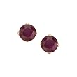 14K Yellow Gold Prong Set 5 MM Ruby Earring Studs