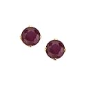 14K Yellow Gold Prong Set 4 MM Ruby Earring Studs