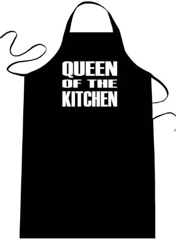 QUEEN OF THE KITCHEN- Funny Apron; Long Length 30" x Full Width 28" Kitchen Aprons for Men, Women, & Teens (Unisex) One Size Fits Most; Cotton Polyester Blend with Adjustable Neck; Great gift idea.