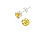 Sterling Silver 3mm Round CZ Fashion Birthstone Earring in 4 Prong Setting, November