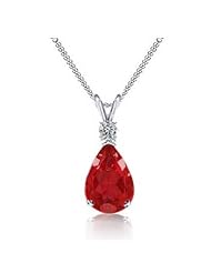 4.25Ct Pear Cut Ruby & Diamond Pendant 18k Gold