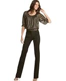 GUESS? Banded-Hem Sheer Raven Top & Stretch Ginger Trouser Pants