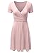 NINEXIS Women's V-Neck Surplice Midi Short Sleeve Dress