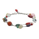 Eve's Addiction Sterling Silver Multi Colored Genuine Stone Bracelet