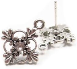 1 Pair Silver Leafs and Pearls