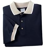 Gildan Ultra Cotton - Pique Knit Sport Shirt with Wide Stripe Trim Navy/Sand/White-S