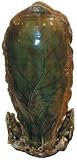 Pottery leaf vase with frogs - ceramic