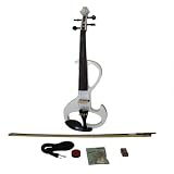 Merano 4/4 WHITE Solid Wood Ebony Fitted Electric Silent Violin - Style II
